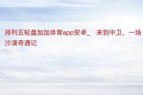 排列五轮盘加加体育app安卓_✨来到中卫，一场沙漠奇遇记✨